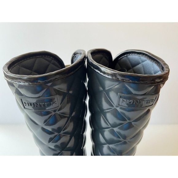 Hunter Dark Gray Rubber Quilter Knee-High Rain Boots, Size 8 - Picture 5 of 11